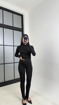 Siyah Çımalı Yan Fermuar Detaylı Tayt GAUS-00753GAUSTAYTGAUS-00753