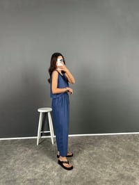 Viro Mavi İthal Kumaş Harem Pantolon Bluz İkili TakımGausTAKIMGU008679