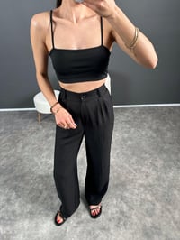 Vive Siyah Keten Arkası Lastikli PantolonGausPANTOLONGU007291