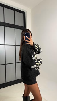 Siyah ZR Model Çiçek Desenli Tasarım Kazak GAUS-00656GAUSSweaterGAUS-00656