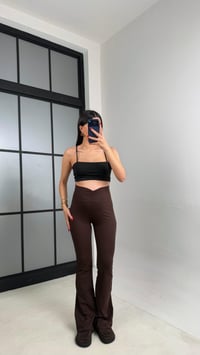 Kahve Drape Detaylı İspanyol Paça Tayt GAUS-01045GAUSTAYTGAUS-01045