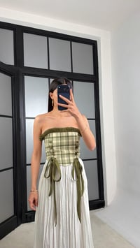 Yeşil Ekose Desenli Saten Korse GAUS-01533GAUSBlouseGAUS-01533