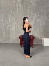 Rasa Lacivert Cep Detaylı Yüksek Bel Kesik Paça JeanGausDENİM PANTOLONGU100503