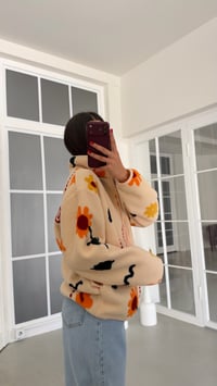 Çok Renkli Çiçek Desenli Fermuarlı Polar Sweatshirt GAUS-01916 GAUS-02225GAUSSWEATSHIRTGAUS-02225