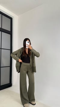 Haki Kapüşonlu Hırka Beli Lastikli Pantolon İkili Premium Takım GAUS-0075GAUSTAKIMGAUS-0075