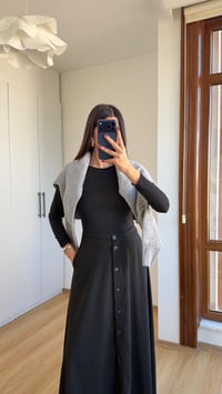 Siyah Düğmeli Kumaş Etek GAUS-00616GAUSETEKGAUS-00616