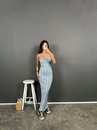 Straplez Fermuarlı Light Blue Denim ElbiseGausELBİSEGU008874