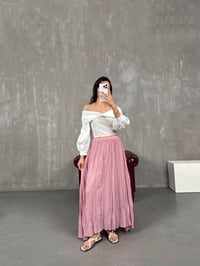 Pembe Kırışık Tül Detaylı Astarlı Etek Gaus00052GausETEKGU1001111