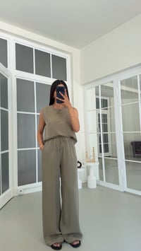 Haki Bluz Beli Lastikli Pantolon Yıkamalı Tencel Takım GAUS-01795GAUSSuitsGAUS-01795