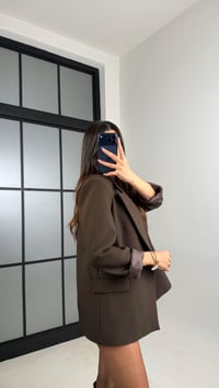 Acı Kahve Astarlı Vatkalı Cep Detaylı Blazer Ceket GAUS-00850GAUSCEKETGAUS-00850