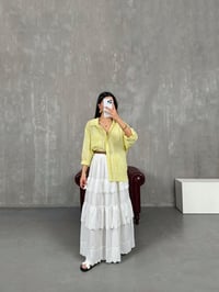 Ekru Astarlı Volanlı Fistolu Etek Gaus00077GausETEKGU1001180