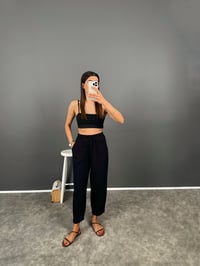 Lonsa Siyah Müslin Kumaş PantolonGausPANTOLONGU008343