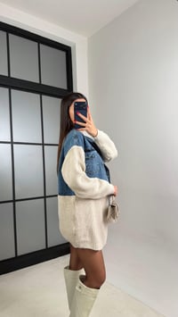 Taş Denim Detaylı Triko Hırka GAUS-01002GAUSHIRKAGAUS-01002