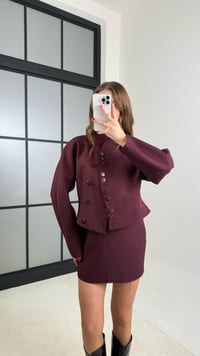 Mürdüm Düğmeli Astarlı Vatkalı Ceket Etek Premium Takım GAUS-00836GAUSTAKIMGAUS-00836