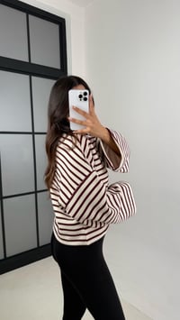Bordo Çizgili Şardonlu Crop Kazak GAUS-00132GAUSSweaterGAUS-00132