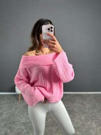 Mio Pembe Kayık Yaka Triko Kazak GausKAZAKGU002711