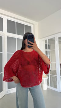 Kırmızı Ajurlu Triko Bluz GAUS-02064GAUSالبلوزات GAUS-02064