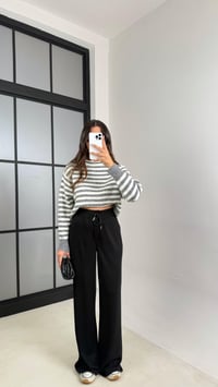 Siyah Kuşaklı Cepli Modal Kumaş Pantolon GAUS-00539GAUSPANTOLONGAUS-00539