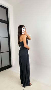 Antrasit Boyundan Bağlamalı Paça Detaylı Muadil Modal Tulum GAUS-005GAUSTULUMGAUS-005