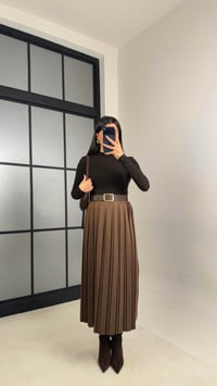 Kahve Astarlı Kemerli Süet Etek GAUS-01080GAUSETEKGAUS-01080