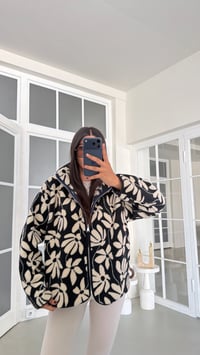 Lacivert Çiçek Desenli Fermuarlı Polar Sweatshirt GAUS-01915GAUSالسويت شيرت GAUS-01915