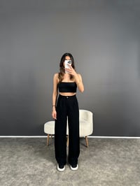 Siyah Ayrobin Palazzo Pantolon GausPANTOLONGU004697