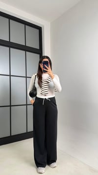 Siyah Beli Lastikli Modal Kumaş Pantolon GAUS-00914GAUSPANTOLONGAUS-00914