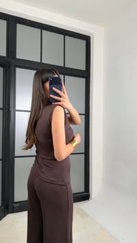 Kahve Sıfır Kol Bluz Beli Lastikli Pantolon Modal Takım GAUS-01348GAUSSuitsGAUS-01348