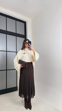 Acı Kahve Beli Lastikli Astarlı Dantel Etek GAUS-00930GAUSETEKGAUS-00930