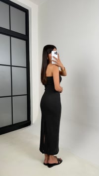 Antrasit Straplez Yırtmaçlı Bürümcük Elbise Gaus00645GausELBİSEGU1002497