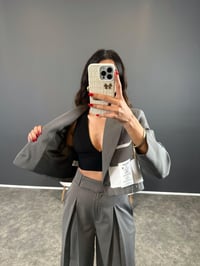 Ketrina Gri Tasarım Blazer Ceket İkili TakımGausTAKIMGU004368