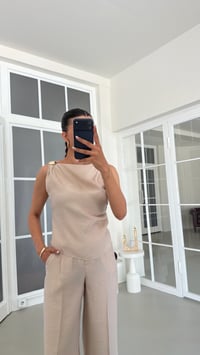 Taş Gold Toka Detaylı Bluz Pantolon İkili Tencel Takım GAUS-01825GAUSSuitsGAUS-01825
