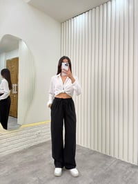 Siyah Beli Lastikli Cepli Tensel Pantolon Gaus00314GausPANTOLONGU1001721