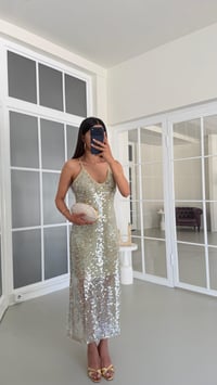 Yeşil Ayarlanabilir Askılı Astarlı Pullu Etek GAUS-01684GAUSELBİSEGAUS-01684