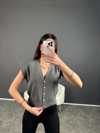 Gri Omuz Katlamalı YelekGausYELEKGU004363
