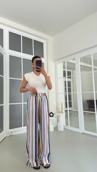 Lacivert Beli Lastikli Şeritli Pantolon GAUS-01824GAUSPantsGAUS-01824
