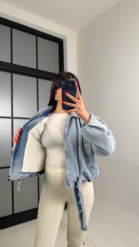 Mavi İçi Kürk Detaylı Bomber Denim Ceket GAUS-01051GAUSCEKETGAUS-01051