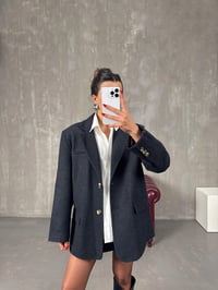 Dany Siyah Lacivert Çizgili Astarlı Kaşe Blazer CeketGausCEKETGU100571