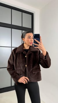 Kahve Cep Detaylı Astarlı Kürk Ceket GAUS-00522GAUS السترات  GAUS-00522