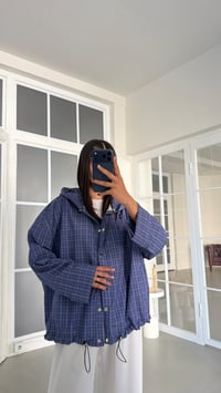 Lacivert Çıtçıt Düğmeli Kareli Kapüşonlu Yağmurluk GAUS-02001GAUSJacketsGAUS-02001