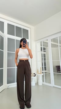 Acı Kahve Gold Düğmeli Tencel Pantolon GAUS-01844GAUSPANTOLONGAUS-01844