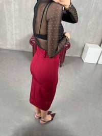 Bordo Yırtmaçlı Muadil Kalem Etek Gaus00047GausETEKGU1001100
