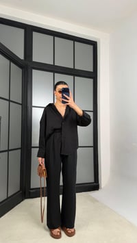 Siyah MD Muadil Gömlek Beli Lastikli Pantolon Tencel Takım GAUS-01278GAUSSuitsGAUS-01278