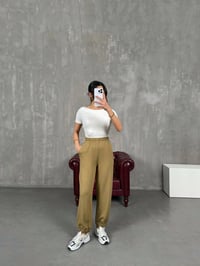 İsolde Yeşil Paça Lastikli Premium Modal Kumaş PantolonGausPANTOLONGU100891