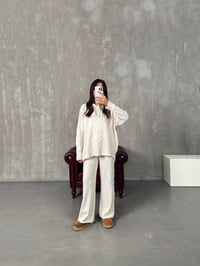 Rusle Ekru Kapüşonlu Örme Triko TakımGausTAKIMGU00904186