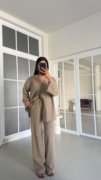 Vizon Kimono Beli Lastikli Pantolon İkili Keten Takım GAUS-01491GAUSSuitsGAUS-01491
