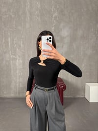 Payne Siyah Metal Toka Detaylı BodysuitGausBODYSUİTGU100196