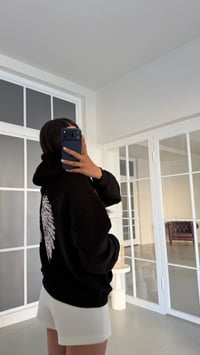 Siyah Kanat İşlemeli Kapüşonlu Sweatshirt GAUS-02052GAUSSweatshirtGAUS-02052
