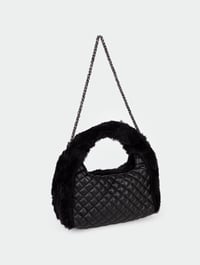 973 PELUŞ KAPİTONE ZİNCİRLİ ÇANTA SİYAH BAG COLLECTIONGaus ÇantaCNT-111