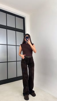 Acı Kahve Kemerli Desenli Kadife Premium Pantolon GAUS-00947GAUSPANTOLONGAUS-00947